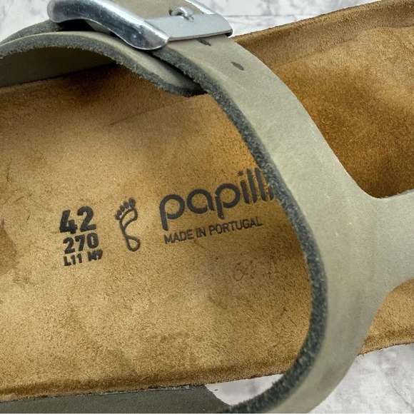 BIRKENSTOCK PAPILLIO GIZEH PLATFORM NUBUCK LEATHER DOVE GRAY Sz 42 Women’s Sz 11